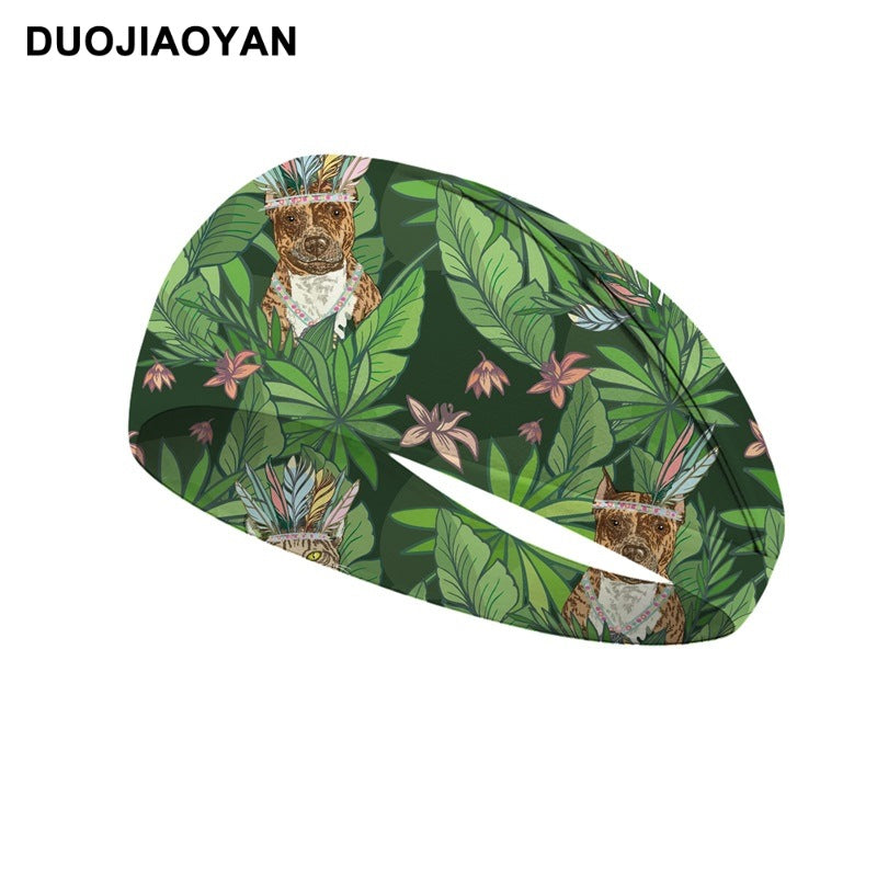 Wholesale cartoon pattern cat and dog animal elastic wide sports hair band hair accessories